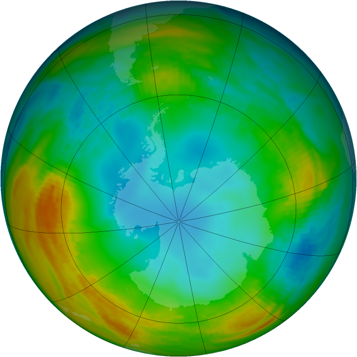 Antarctic ozone map for 22 July 1983
